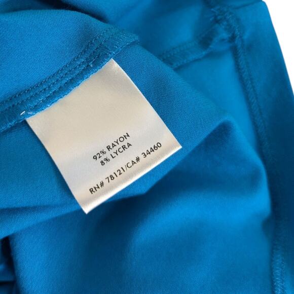 Eileen Fisher Colorblock Dress XS Blue Jersey Knit Cutout Back Two Tone - Picture 7 of 9